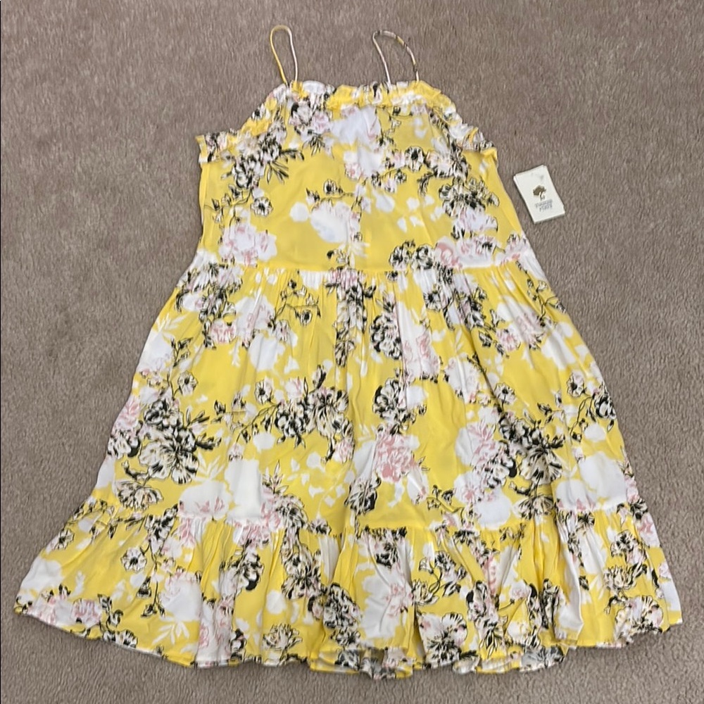NWT Tucker + Tate Girls Yellow Lemon Floral Tank Sun Dress - Size XL 14-16